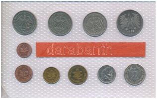NSZK 1982D 1pf-5M (10xklf) forgalmi sor fólia tokban T:UNC 
GFR 1982D 1 Pfennig - 5 Mark (10xdiff) ...