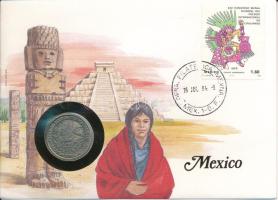 Mexikó 1982. 1P Cu-Ni felbélyegzett borítékban, bélyegzéssel T:AU Mexico 1982. 1 Peso Cu-Ni in envelope with stamp and cancellation C:AU