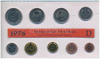 NSZK 1976D 1pf-5M (9xklf) forgalmi sor fólia tokban T:UNC  GFR 1976D 1 Pfennig - 5 Mark (9xdiff) coin set in foil packaging C:UNC