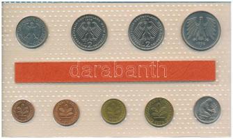 NSZK 1976F 1pf-5M (9xklf) forgalmi sor fólia tokban T:UNC 
GFR 1976F 1 Pfennig - 5 Mark (9xdiff) co...