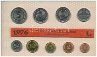 NSZK 1976G 1pf-5M (9xklf) forgalmi sor fólia tokban T:UNC  GFR 1976G 1 Pfennig - 5 Mark (9xdiff) coin set in foil packaging C:UNC