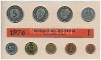 NSZK 1976J 1pf-5M (9xklf) forgalmi sor fólia tokban T:UNC  GFR 1976J 1 Pfennig - 5 Mark (9xdiff) coin set in foil packaging C:UNC