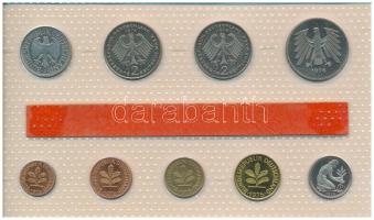NSZK 1976J 1pf-5M (9xklf) forgalmi sor fólia tokban T:UNC 
GFR 1976J 1 Pfennig - 5 Mark (9xdiff) co...