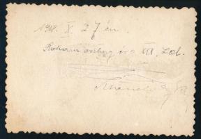 1938.X.27. Rongyos Gárda, rohamosztag puskákkal, középen Schwarzlose géppuskával, a hátoldalon felir...