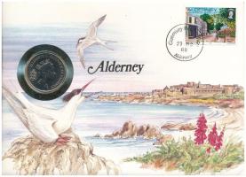 Guernsey / Alderney 1988. 10p Cu-Ni felbélyegzett borítékban, bélyegzéssel, német nyelvű leírással T...