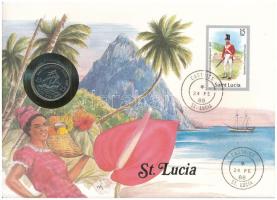 Kelet-Karibi Államok / Szt. Lucia 1981. 25c felbélyegzett borítékban, bélyegzéssel, német nyelvű leírással T:AU East Caribbean States / St. Lucia 1981. 25 Cents in envelope with stamp and cancellation, with German description C:AU