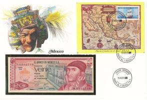 Mexikó 1977. 20P felbélyegzett borítékban, bélyegzéssel T:UNC  Mexico 1977. 20 Pesos in envelope with stamp and cancellation C:UNC