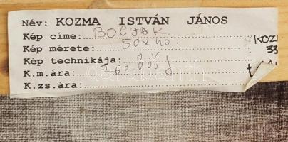 Kozma István (1937-2020): Boglyák. Olaj, vászon, jelzés nélkül, hátoldalán a művész címkéjén felirat...