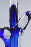 Murano belül kéken színezett váza. Jelzés nélkül, kis kopással, m: 33,5 cm