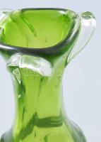 Cseh mohazöld színezésű váza. Jelzés nélkül, kis kopással, m: 25,5 cm