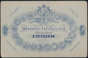 cca 1900 Budapest, Goszleth István (1850-1913) és Fia budapesti fényképészek műtermében készült, kem...