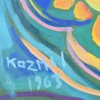 Kozma István (1937-2020): Bivalyok, 1963. Olaj, vászon, jelezve balra lent, hátoldalán a művész bély...