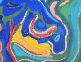 Kozma István (1937-2020): Bivalyok, 1963. Olaj, vászon, jelezve balra lent, hátoldalán a művész bély...