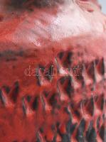 Retro német nagyváza. Ökörvérmázas, vaslánc díszítménnyel, jelzett, kis kopással, m: 35,5 cm