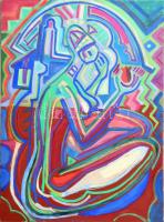 Kozma István (1937-2020): Sára (nagybányai akt). Olaj, vászon, jelzés nélkül, hátoldalán a művész címkéjével, 80×60 cm. / István Kozma (1937-2020): Sarah (nude in Baia Mare), oil on canvas, unsigned, with the artists label on the reverse, 80×60 cm.