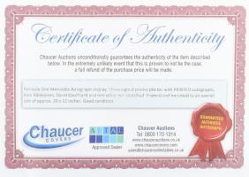 West McLaren Mercedes pilótáinak fotóival illesztett fali dísz, Mika Häkkinen, David Coullthard és O...