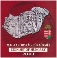 2001. 1Ft-100Ft (7xklf) forgalmi sor dísztokban, &quot;Magyarország pénzérméi&quot; sorozat T:PP kis patina, belső tok ragasztása kissé elengedett, Adamo FO34