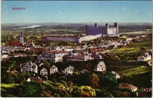 Pozsony, Pressburg, Bratislava; látkép, vár. Hardtmuth E. kiadása / general view, castle (ázott sarkak / wet corners)