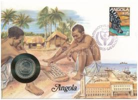 Angola 1975. 5KZ felbélyegzett borítékban, bélyegzéssel, német nyelvű leírással T:UNC Angola 1975. 5 Kwanza in envelope with stamp and cancellation, with German description C:UNC