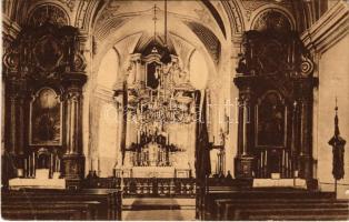 1917 Dés, Dej; Római katolikus templom belső. Gálócsi Samu kiadása / church interior (EK) + &quot;M. Kir. 40. Honvéd Nehéz Tüzér Ezred Nehéz tarackos Osztály Parancsnoksága&quot;