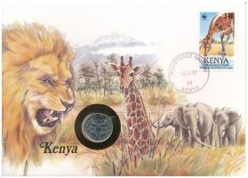 Kenya 1980. 50c Cu-Ni felbélyegzett borítékban, bélyegzéssel, német nyelvű leírással T:UNC Kenya 1980. 50 Cents Cu-Ni in envelope with stamp and cancellation, with German description C:UNC