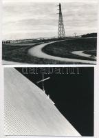 cca 1977 György Edit: ,,Sík - tér" és ,,Iparvidék" című, vintage fotóművészeti alkotásai, feliratozva, ezüst zselatinos fotópapíron, 12,5x16,3 cm és 11,2x17,2 cm