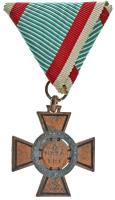 1943. Tűzkereszt II. fokozata oxidált hadifém kitüntetés mellszalaggal T:VF Hungary 1943. Fire Cross, 2nd Class war metal decoration with ribbon C:VF NMK 447.