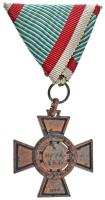 1943. Tűzkereszt II. fokozata oxidált hadifém kitüntetés mellszalaggal T:VF Hungary 1943. Fire Cross, 2nd Class war metal decoration with ribbon C:VF NMK 447.