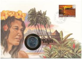 Francia Polinézia 1984. 10Fr Ni Tahiti feliratú felbélyegzett borítékban, bélyegzéssel, német nyelvű leírással T:UNC French Polynesia 1984. 10 Francs Ni in Tahiti envelope with stamp, cancellation and a prospectus in german C:UNC