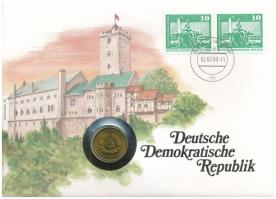 NDK 1989A 20pf, felbélyegzett borítékban, bélyegzéssel, német nyelvű leírással T:UNC  GDR 1989A 20 Pfennig in envelope with stamp and cancellation, with German description C:UNC