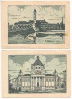 2 db RÉGI magyar irredenta propaganda képeslap Lamoss szignóval (Kiadja a Délvidéki Egyetemi és Főiskolai Hallgatók Egyesülete): Arad, Csáktornya / 2 pre-1945 Hungarian irredenta propaganda art postcards signed by Lamoss: Arad, Cakovec