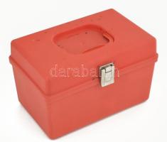 Műanyag varródoboz, tele tartalommal