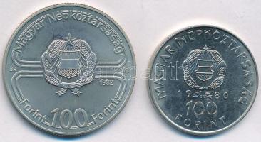 1980. 100Ft Ni "Szovjet-magyar közös űrrepülés" + 1982. 100Ft Cu-Ni "Labdarúgó világb...
