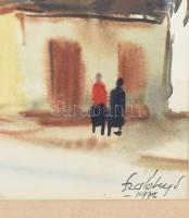 Szalóky Sándor (1921-1978): Öreg Óbuda, 1972. Akvarell, papír, jelezve jobbra lent, hátoldalán Képcs...
