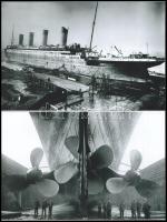 1911-1912 Titanic hajó építése és első próbaútja, 3 db modern nagyítás, jelzés nélkül, 15x21 cm és 1...
