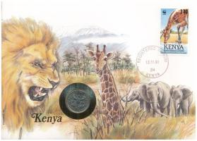 Kenya 1980. 50c Cu-Ni felbélyegzett borítékban, bélyegzéssel, német nyelvű leírással T:UNC Kenya 1980. 50 Cents Cu-Ni in envelope with stamp and cancellation, with German description C:UNC