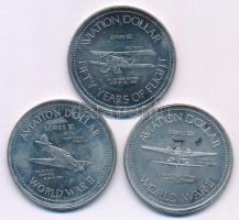 Kanada ~1988. &quot;Aviation Dollar&quot; repüléssel, repülőgéppel kapcsolatos kétoldalas acél zseton (3xklf) T:AU Canada ~1988. &quot;Aviation Dollar&quot; double-sided steel token related to aviation, flight and airplanes (3xdiff) C:AU