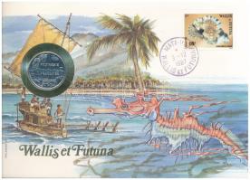 Francia Polinézia / Wallis és Futuna 1990. 2Fr felbélyegzett borítékban, bélyegzéssel, német nyelvű leírással T:UNC French Polynesia / Wallis and Futuna 1990. 2 Francs in envelope with stamp and cancellation with German language description C:UNC