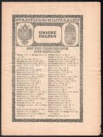 1914 Streffleurs Militärblatt Nr. 32, Bécs, 1914. okt. 17., német nyelvű I. világháborús osztrák-magyar katonai kiadvány, a fronton elesett katonák névsorával, térképpel, stb. Minimális lapszéli sérülésekkel, 16 p.