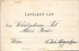 1900 Pöstyén, Piestany; Fürdők, Gyógyterem, Színház, Fischer szálloda, Parkvilla / Bäder, Cur-Salon,...
