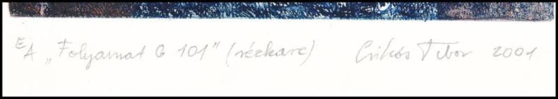 Csikós Tibor (1957-): "Folyamat G 101". Színes rézkarc, papír, jelzett, művészpéldány EA j...