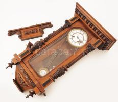 cca 1890, Mönnich Emil Budapest falióra, porcelán számlappal, ingával, eredeti koronával, kis sérülé...