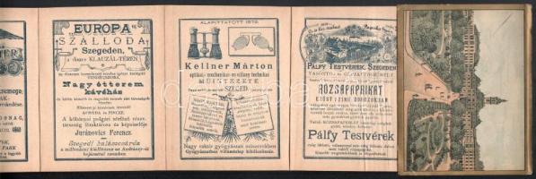 cca 1880 Szeged képes leporelló 14 db képpel, hátoldalán reklámmal, hátsó borítóval, első borító nél...