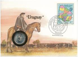 Uruguay 1980. 1P Cu-Ni felbélyegzett borítékban, alkalmi bélyegzéssel T:UNC Uruguay 1980. 1 Nuevo Peso Cu-Ni in envelope with stamp, cancellation C:UNC