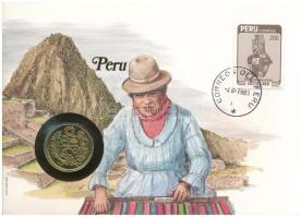 Peru 1982. 50S Al-bronz felbélyegzett borítékban, bélyegzéssel T:UNC,AU Peru 1982. 50 Soles de Oro Al-bronz in envelope with stamp C:UNC,AU