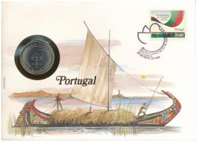 Portugália 1984. 25E érme felbélyegzett borítékban, bélyegzéssel T:UNC patina Portugal 1984. 25 Escudos coin in envelope with stamp, cancellation C:UNC patina