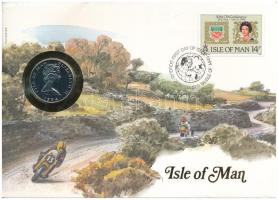 Man-sziget 1984. 10p Cu-Ni felbélyegzett borítékban, , alkalmi bélyegzéssel T:UNC Isle of Man 1984. 10 Pence Cu-Ni in envelope with stamp and cancellation C:UNC