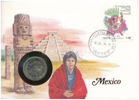 Mexikó 1981. 1P Cu-Ni felbélyegzett borítékban, bélyegzéssel T:AU Mexico 1981. 1 Peso Cu-Ni in envelope with stamp and cancellation C:AU