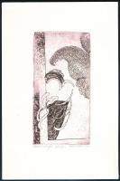 Kádár Katalin (1951-): Rézkarcinoma VIII. Színes rézkarc, papír, jelzett, próbanyomat próba/1. számozással, 18,5x9 cm