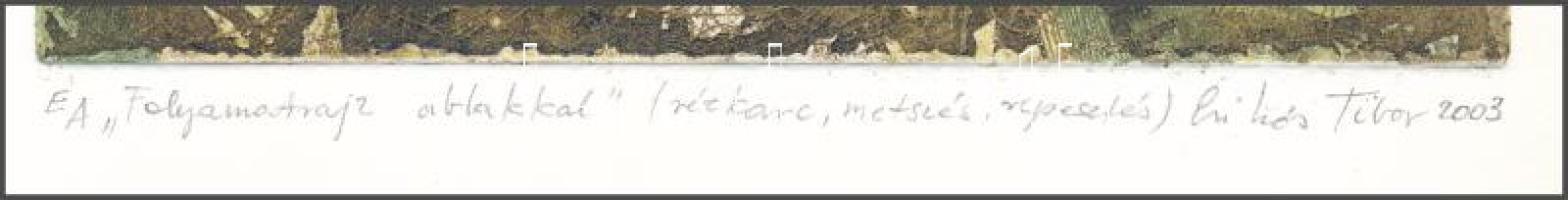 Csikós Tibor (1957-): "Folyamatrajz ablakkal". Rézkarc, metszés, repesztés, papír, jelzett...